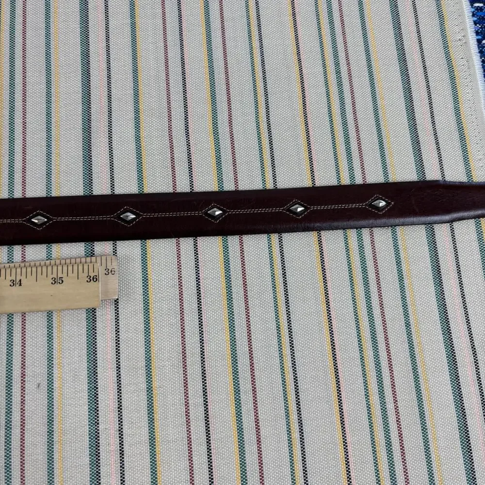 Brighton Belt Mens 48 Brown Leather Studded Western Diamond Silver Buckle Tip